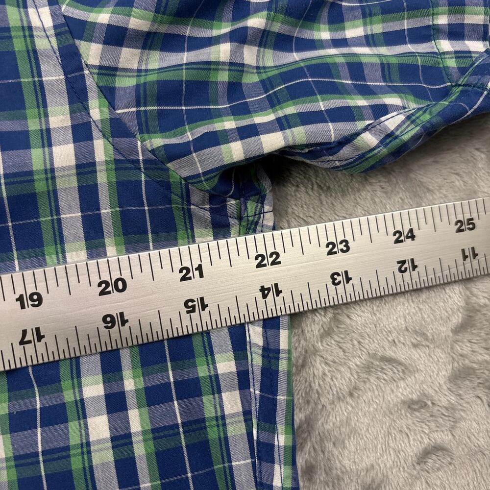 Men’s Green & Blue Plaid Pendleton Preppy Medium Fremont Casual Short Sleeve - Picture 3 of 6